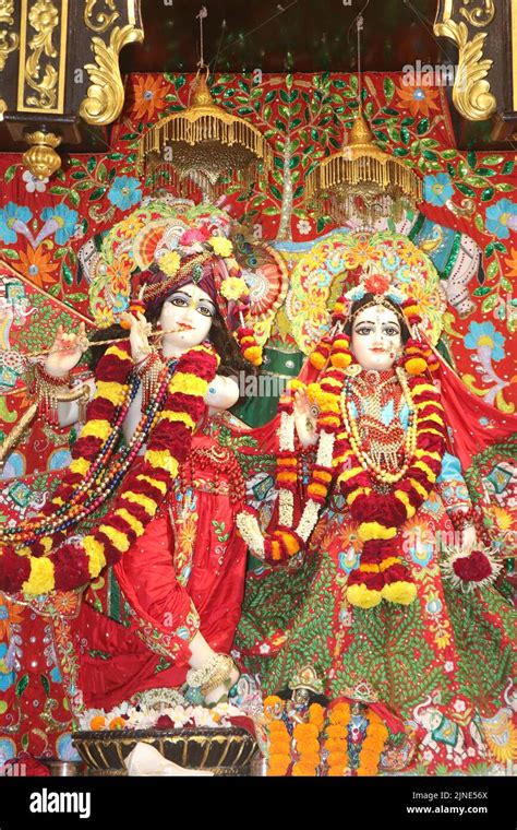 Sculptures Of Radha Govindji In Ahmedabad Iskcon Temple Gujarat Stock