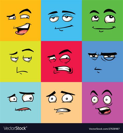 Funny Avatars Emoji Flat Set Royalty Free Vector Image