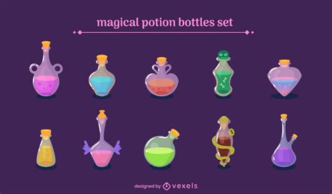 Descarga Vector De Set De Botellas De Pociones Mágicas