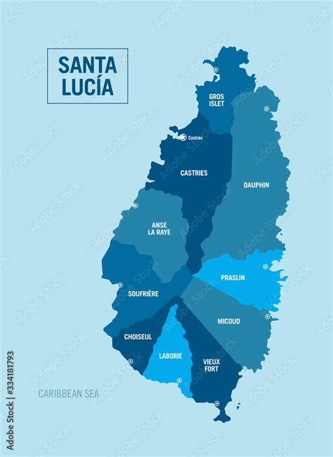 Santa St Lucia island country political map. Vector illustration with ...