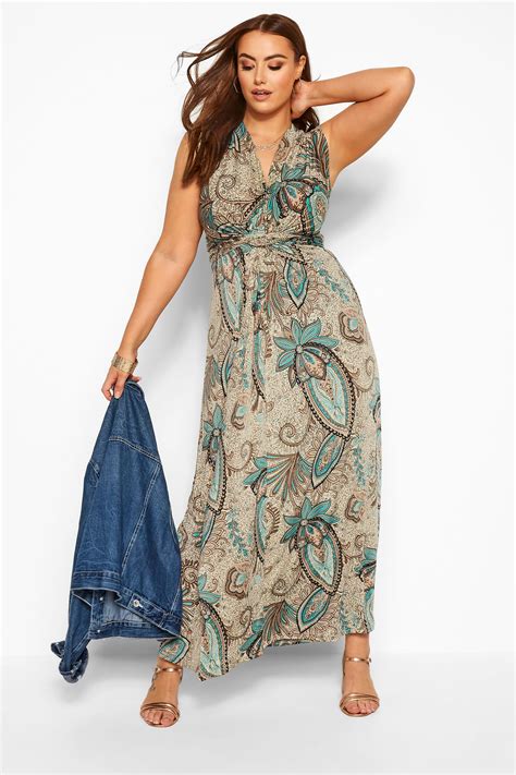 Natural Paisley Knot Front Maxi Dress Sizes 16 To 36 Yours Clothing