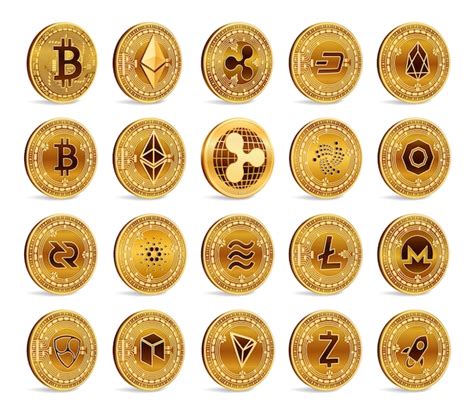 Free Vector Cryptocurrency Silver And Golden Coins With Bitcoin