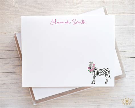 Personalized Zebra Stationery Zebra Notecards Zebra Thank You Cards