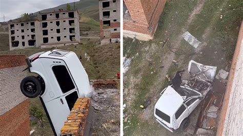 Russian Car Stunt Goes Horribly Wrong, Video of Failed Building Jump