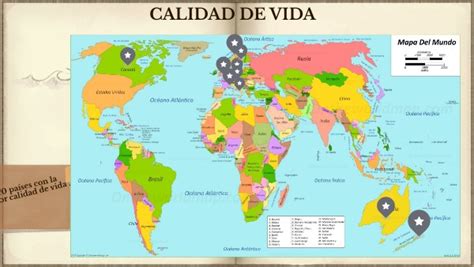 Mapa 10 Países Con La Mejor Calidada De Vida