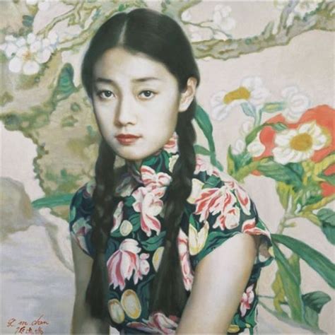 Artwork By Chen Yi Ming Floral Qipao Made Of Oil On Canvas Painting