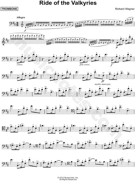 Richard Wagner "The Ride of the Valkyries" Sheet Music (Trombone Solo ...