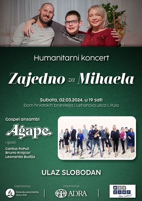 Humanitarni Koncert Zajedno Za Mihaela Danas U Domu Hrvatskih