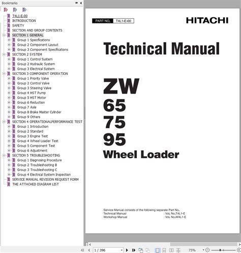 Hitachi Zw Wheel Loader Technical Manual T L E Pdf