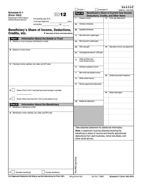 Schedule K Irs Fillable Forms 2012 Fill Out Sign Online DocHub