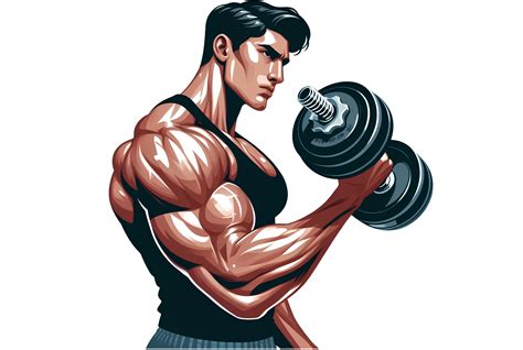 Ai Generated A Man Is Doing Bicep Curls With A Dumbbell Cartoon Style