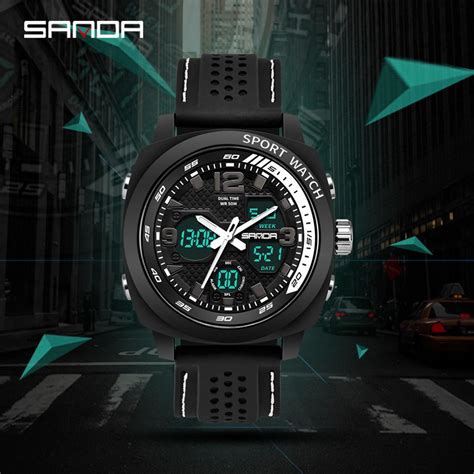 Buy Sanda Men Sport Watch Dual Display Analog Digital Led Electronic