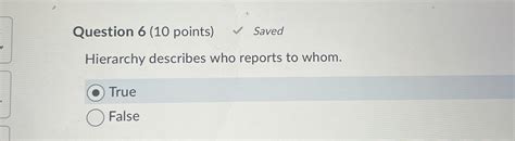 Solved Question 6 10 Points SavedHierarchy Describes Chegg