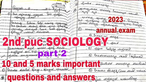 Nd Puc Sociology Nd Chapter Important And Marks Important