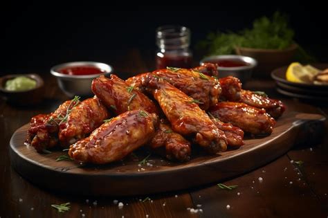 Premium Photo Delicious Chicken Wings On Wooden Table