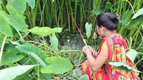 Unbelievable Hook Fishing Video By Smart Village Girl Koi Fish