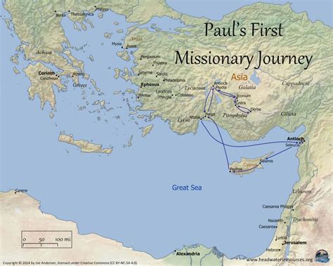 Free Resource Map Of Pauls First Missionary Journey Bible Mapping