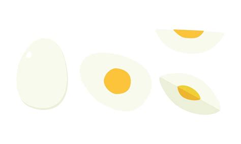 Vector Set Of Sliced Hard Boiled Egg Clipart Simple Whole Half A