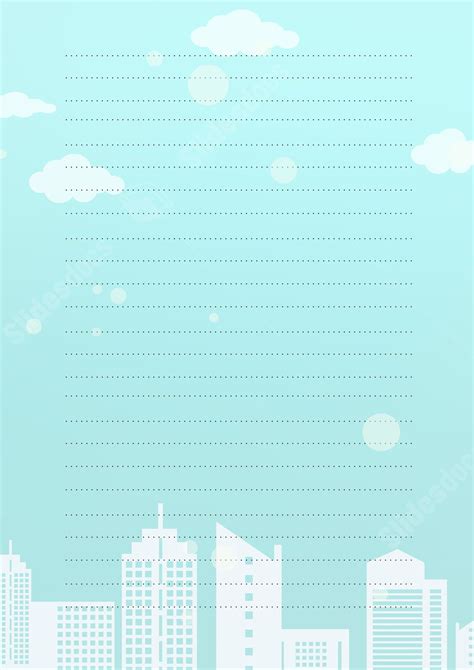 Minimalistic Letter Paper With Blue Gradient City Design Page Border