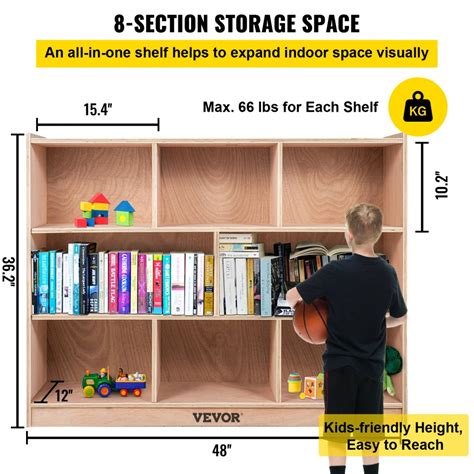 Vevor Classroom Storage Cabinet Plywood 8 Section Preschool Storage