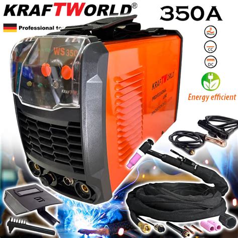 Инверторен Електрожен KraftWorld WS-350А С АРГОН + Маска за заваряне ...