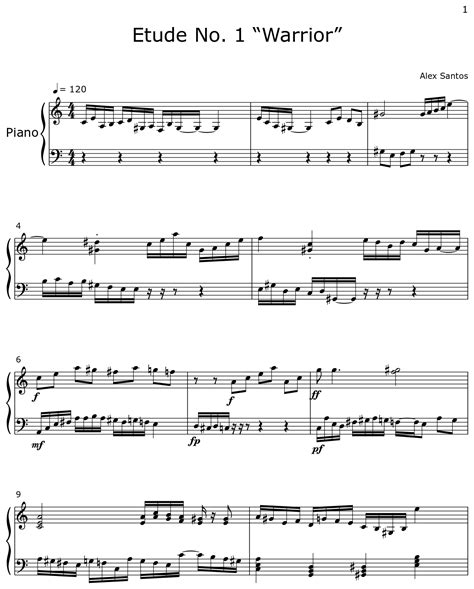 Etude No 1 “warrior” Sheet Music For Piano