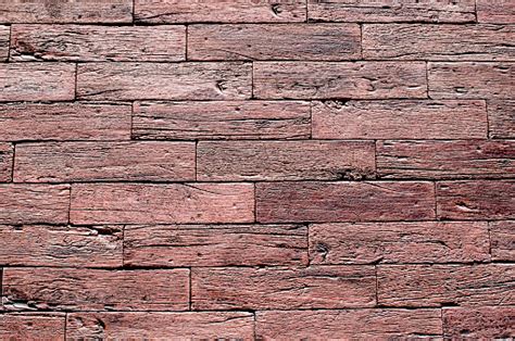 Red Ceramic Slabs Imitating Wood On Wall Stock Photo Download Image