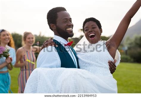 Happy African American Couple Smiling Carrying Stock Photo 2213984953 ...