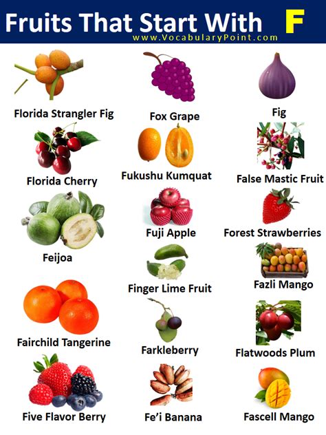 Fruits Starting with F (Properties and Pictures) - Vocabulary Point