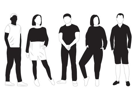 Premium Vector | Silhouette black and white people design vector isolated