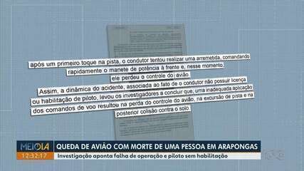 Investigação aponta falha na condução de avião que caiu e matou uma