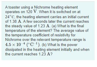 Solved A Toaster Using A Nichrome Heating Element Operates Chegg