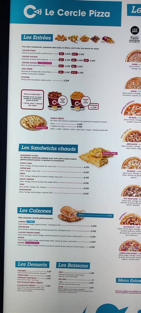 Carta Del Restaurante Le Cercle Pizza Tremblay En France