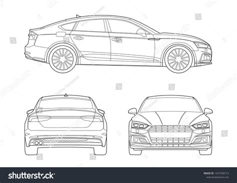 Contour Drawing Car Audi A5 Stock Vector Royalty Free 1337358713