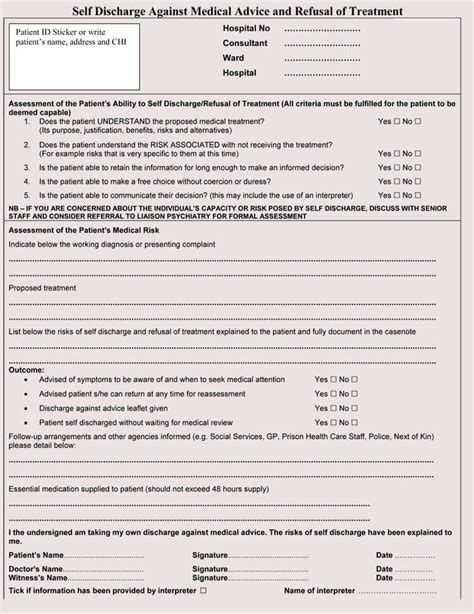 8 Free Against Medical Advice Ama Forms Word Pdf