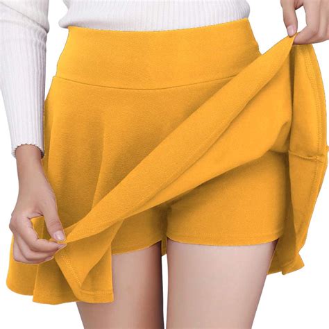 Djt Fashion Womens Casual Stretchy Flared Pleated Mini Skater Skirt