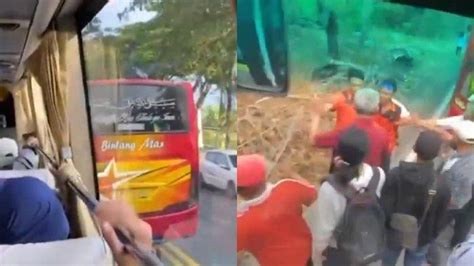 Viral Video Bus Di Lamongan Ugal Ugalan Hingga Nyaris Serempet Bus Lain