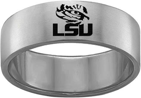 Louisiana State University Lsu Tigers College Rings Stainless Steel 8mm Wide Ring Band Single