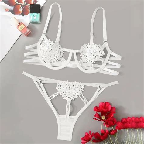 Ensemble De Lingerie Sexy En Dentelle Fleurs Sous V Tements