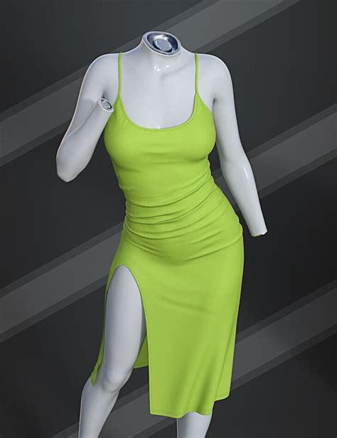 Dforce Su Split Slip Dress For Genesis And Female Render State