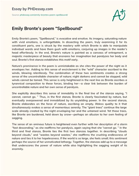 Emily Brontes Poem “spellbound” Analysis And Summary Example 400