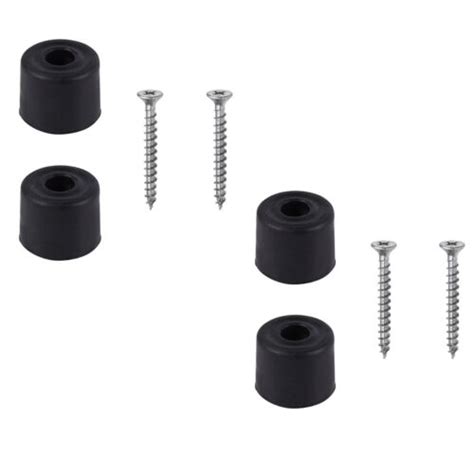 4 X Black Rubber Door Stop Stops Stopper 25mm Includes Screws Ebay