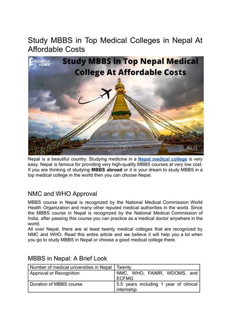 Ppt Study Mbbs In Top Medical Colleges In Nepal At Affordable Costs