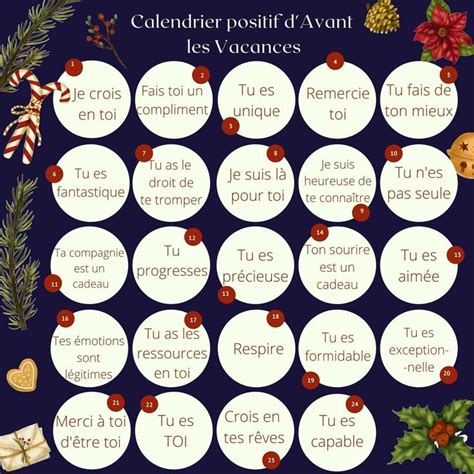 Calendrier de l Avent 24 courtes phrases positives S éveiller et s