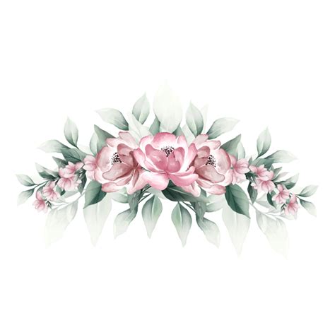 Bouquet Of Pink Watercolor Flowers 13855176 Png