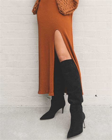 Easy Fall Outfit Idea Maxi Dress And Knee High Boots Sarah Christine