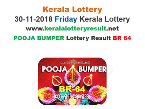 Kerala Lottery Result Pooja Bumper Lottery Br 64 Results Today Live Now