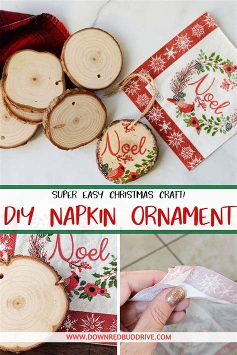 Napkin Ornaments DIY Napkin Ornament Wood Slice Ornament Napkin