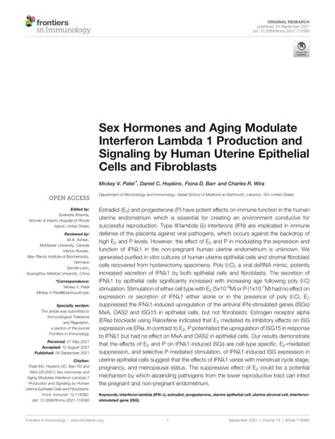 Pdf Sex Hormones And Aging Modulate Interferon Lambda 1 Production