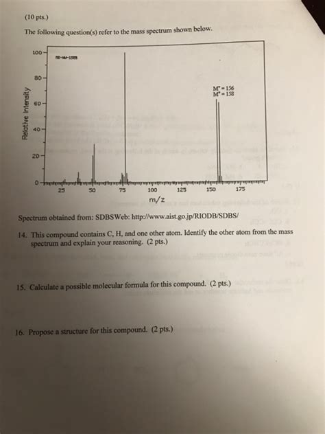 Solved 10 Pts The Following Questions Refer To The Mass